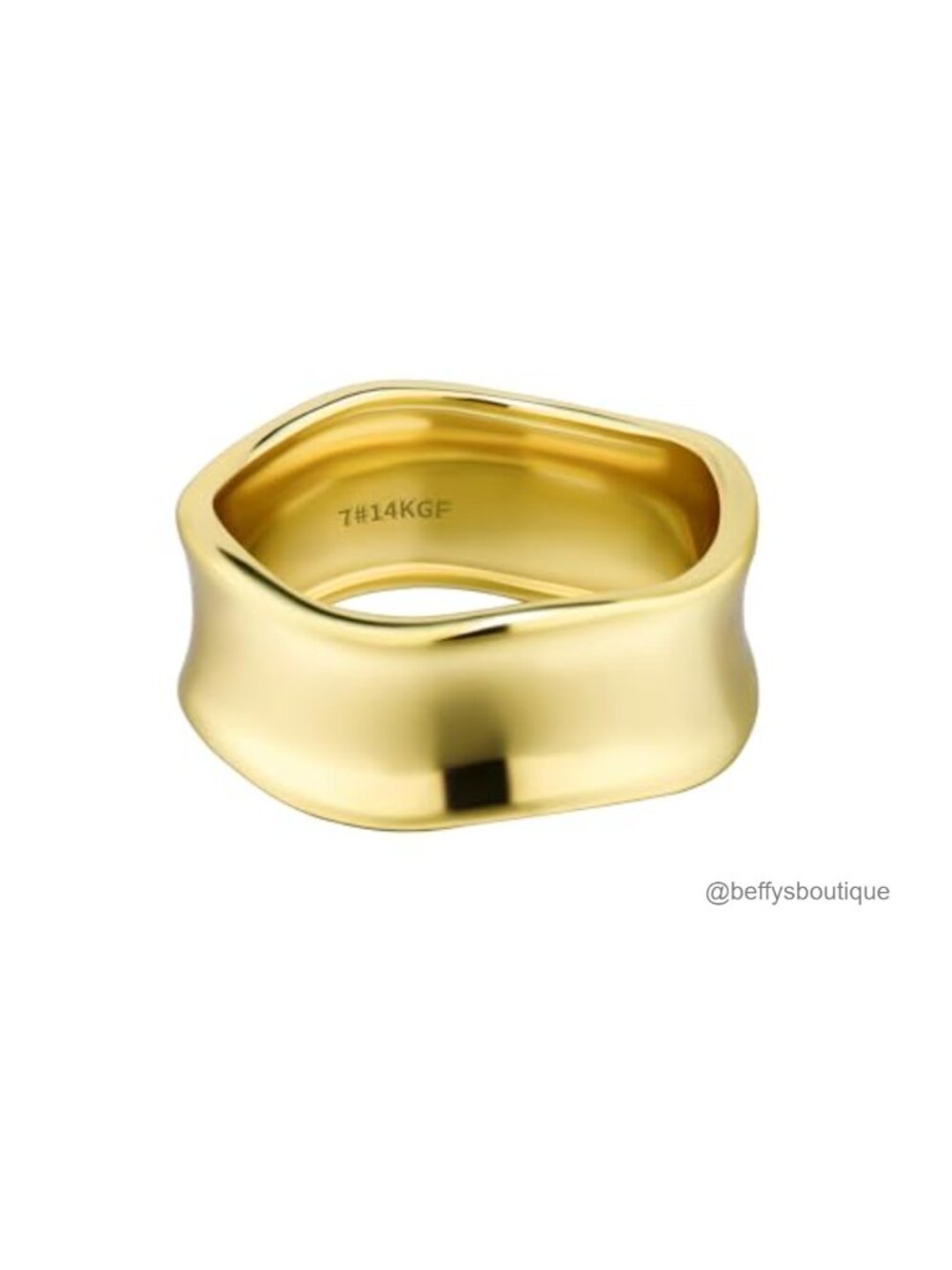 14K Gold Filled Wavy Chunky Band Ring Unisex Stackable Statement Jewelry